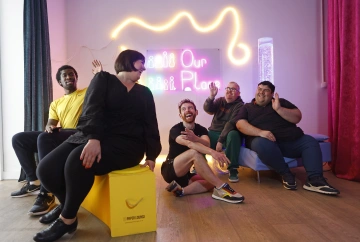 Our Place 2024, Pictured: Daniel Obina Moses, Sinead McCann, AlanJames Burns, Tony Davis, Patrick Fitzgerald. Photo by Julien Behal